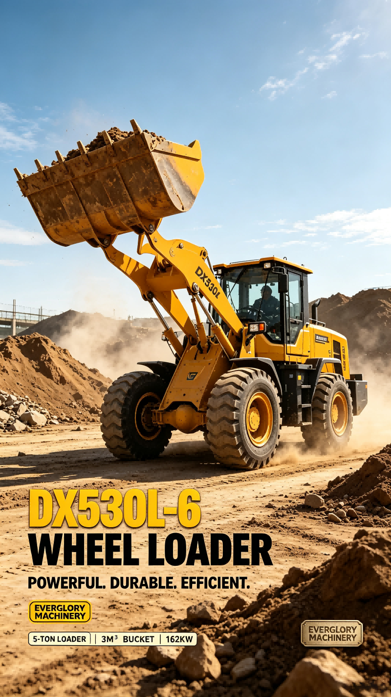 Everglory Machinery λανσάρει ανθεκτικό τροχοφόρο φορτωτή 5 τόνων DX530L‑6 για χωματουργικές εργασίες